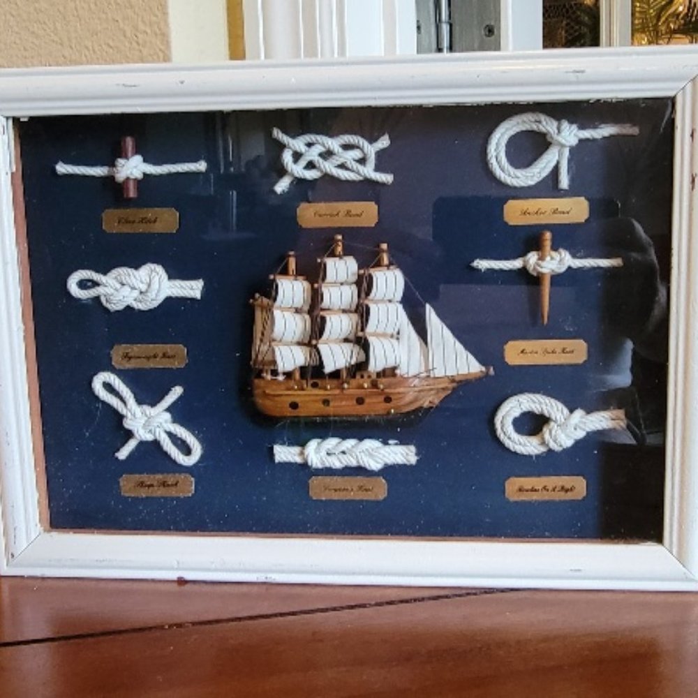 Nautical 8 Knot maritime Shadow Box Display Case Ships Boat Ocean Sea